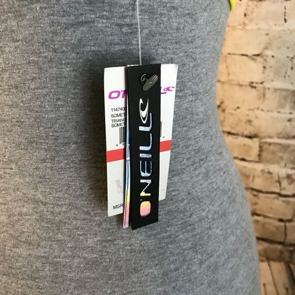 O’Neill Yellow Triangle Swim Top Silver Ruffle XS - Picture 3 of 4